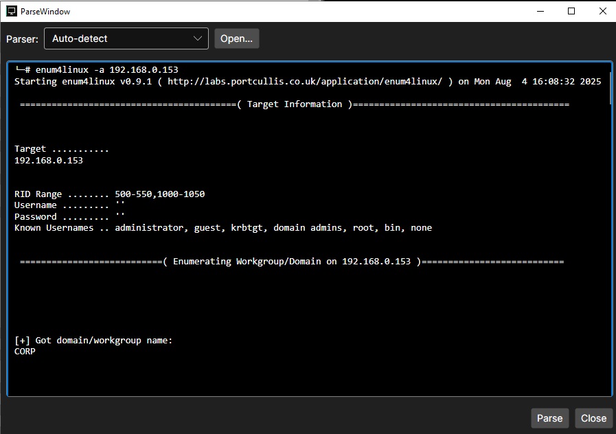 New Feature: Manual Parse Window